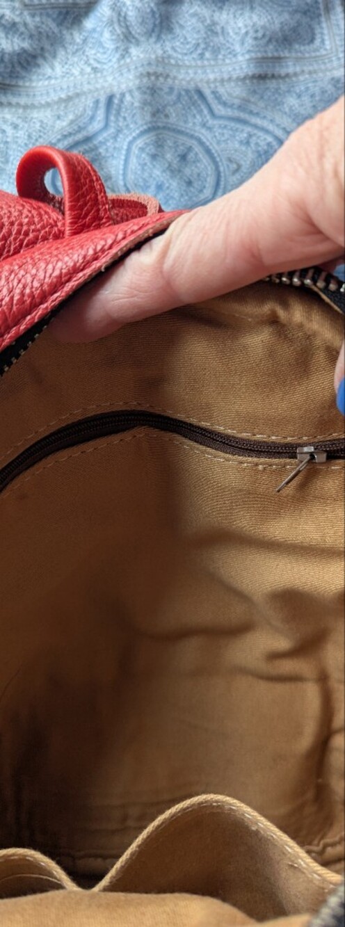 Handcrafted Ghana Small Red Leather Backpack - Picture 3 of 7